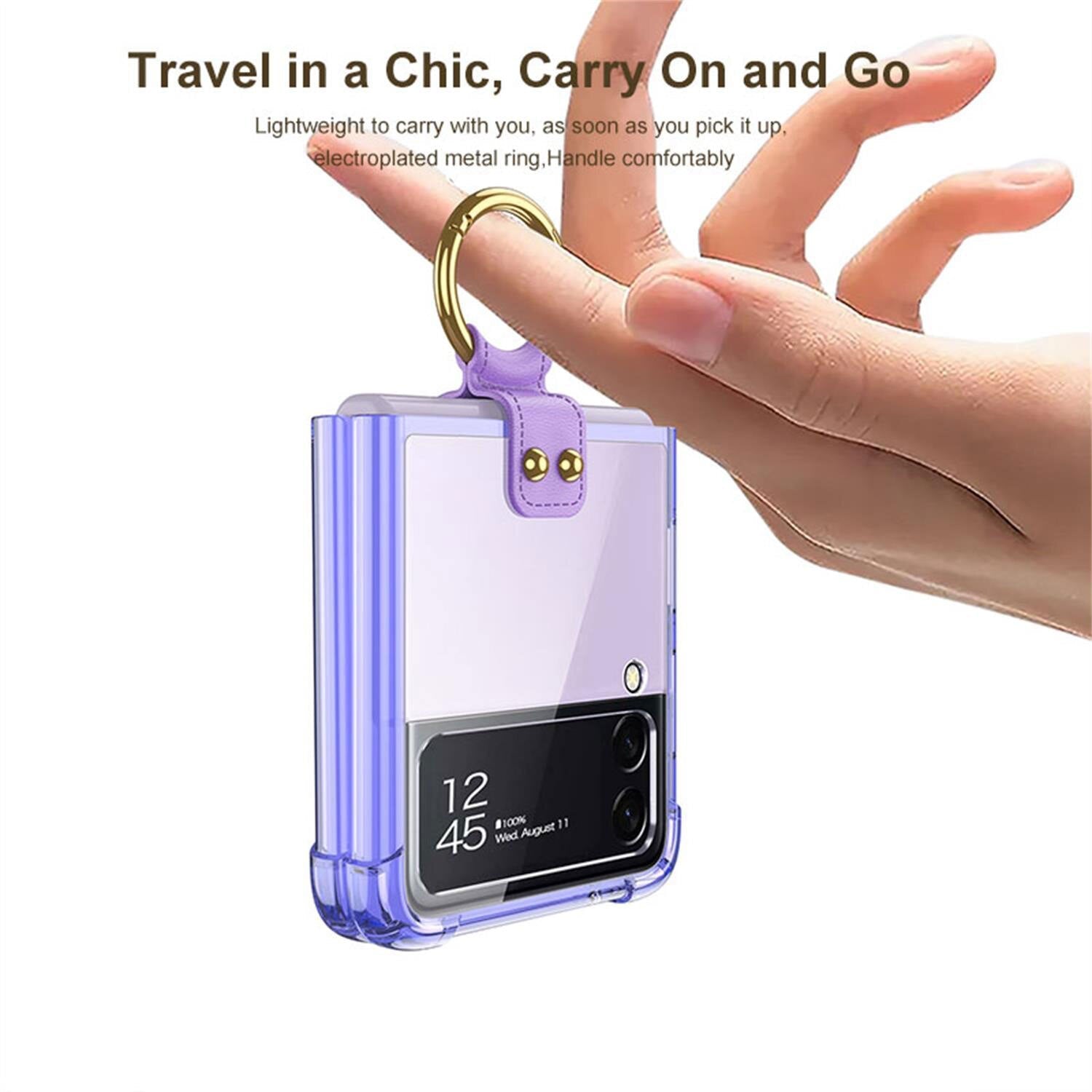 Transparent Case with Ring Bracket For Samsung Galaxy Z Flip 4