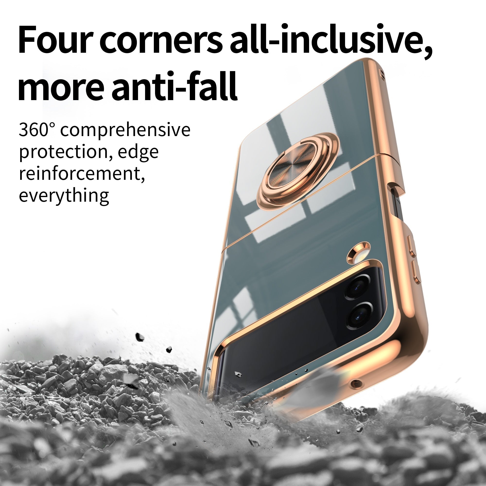 Luxury Electroplating Magnetic Ring Bracket Protective Cover for Samsung Galaxy Z Flip 4 5G